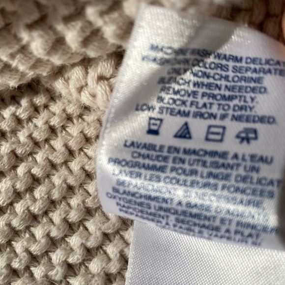 Lands' End Cream Cotton Chunky Thick Knit Crop Sweater-Sz-1X - Picture 12 of 15